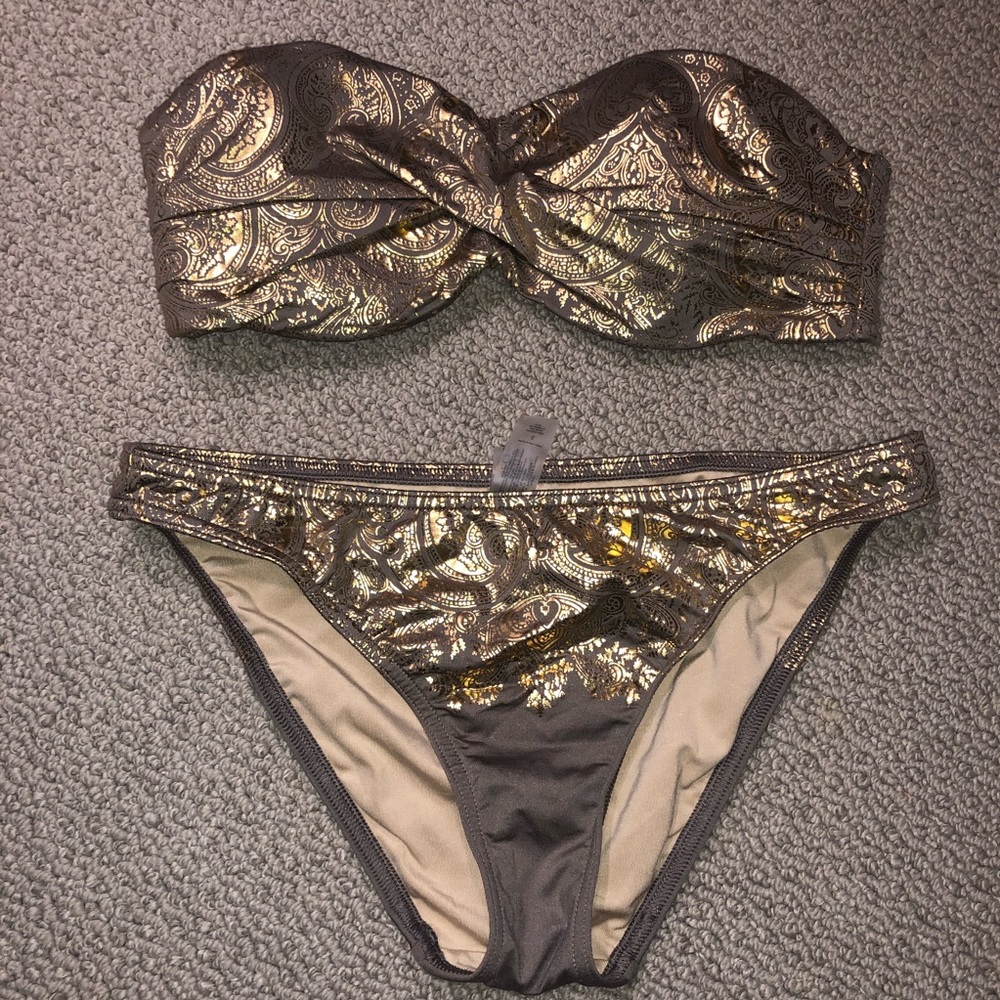 Victoria’s Secret strapless bikini gold swim